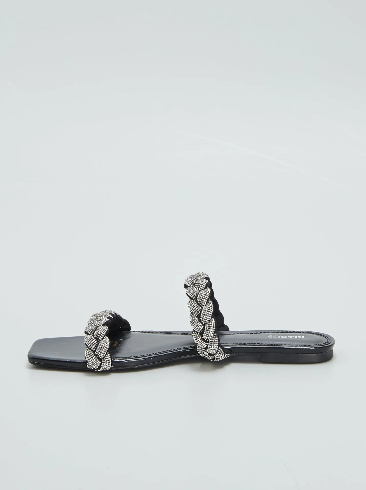 Sandali bassi con strass - NERO