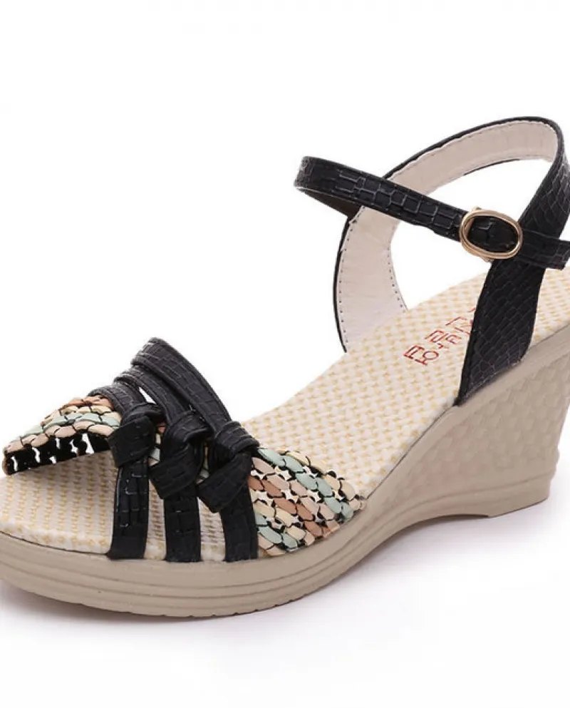 Sandali con fibbia della Boemia 2022 Nuova moda estiva Sandali gladiatore con zeppa Donna Scarpe classiche antiscivolo con plate
