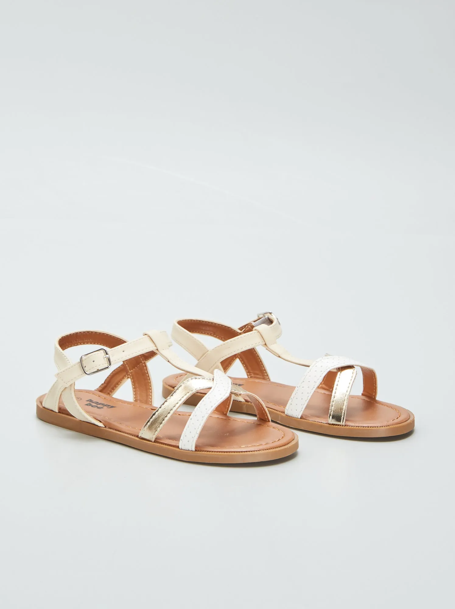 Sandali con listini fantasia - BEIGE