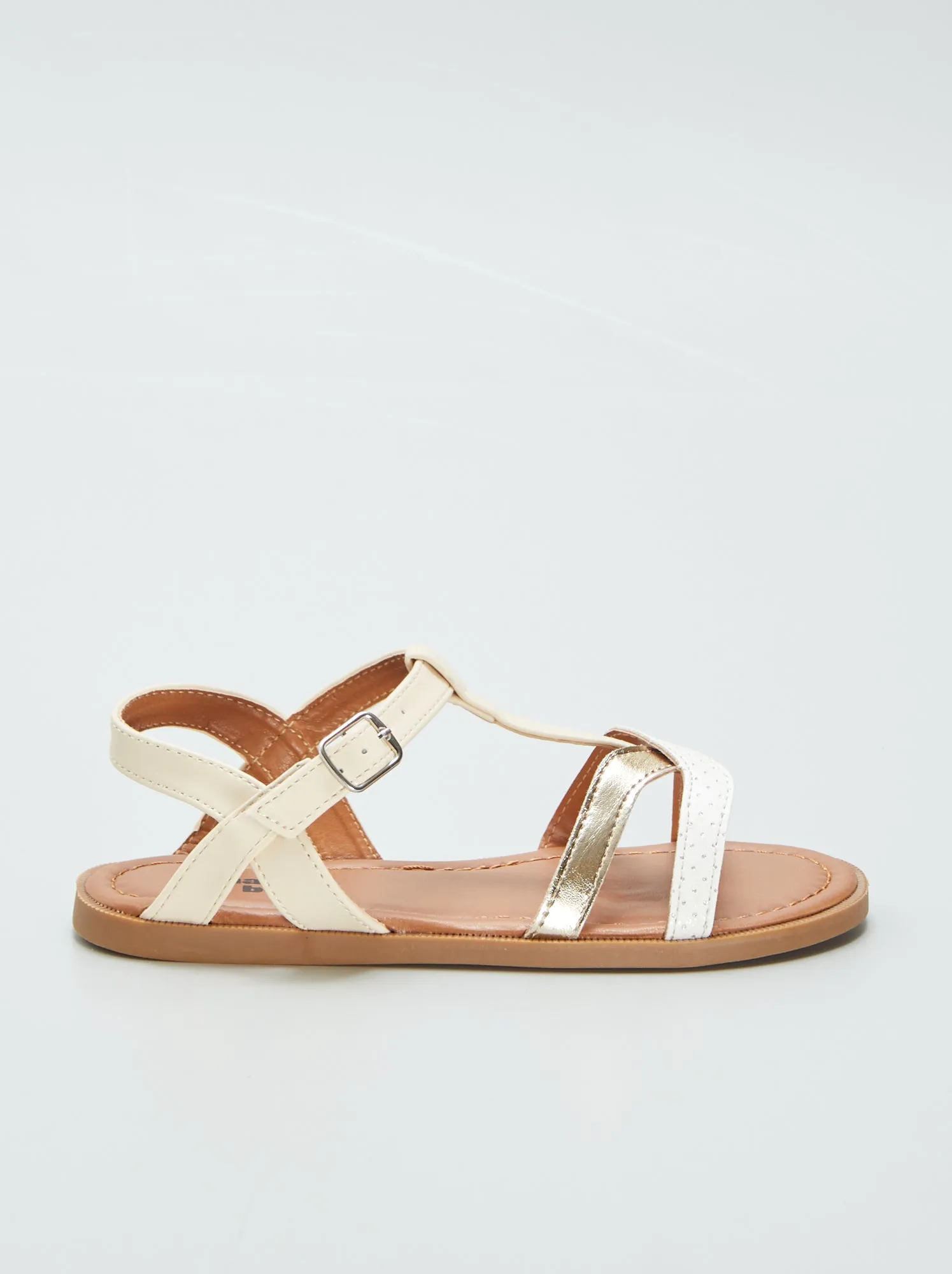 Sandali con listini fantasia - BEIGE