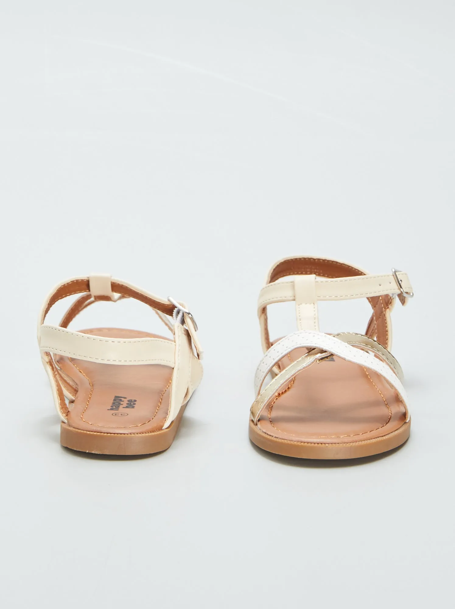 Sandali con listini fantasia - BEIGE