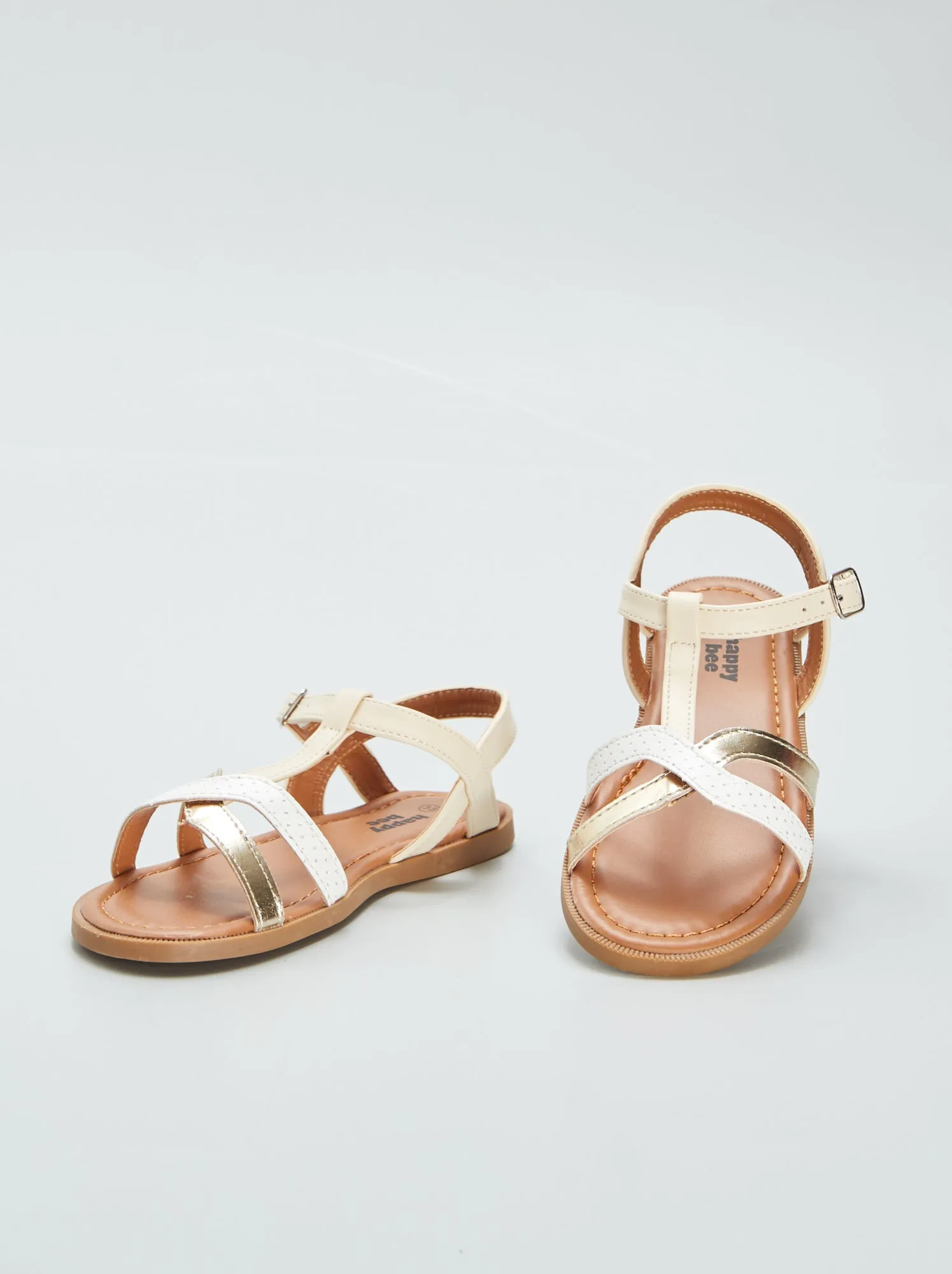 Sandali con listini fantasia - BEIGE