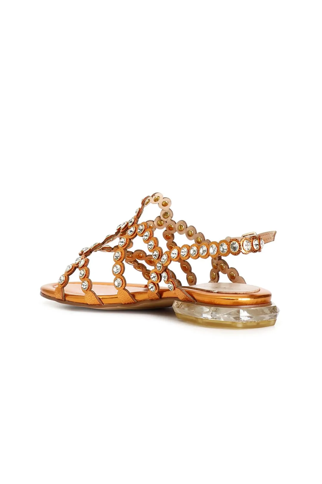 sandali con multilistini e strass arancio
