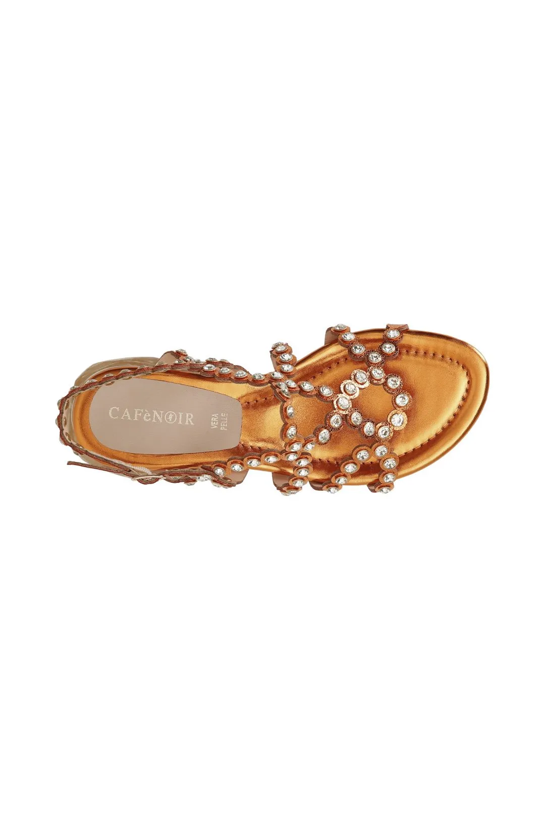 sandali con multilistini e strass arancio