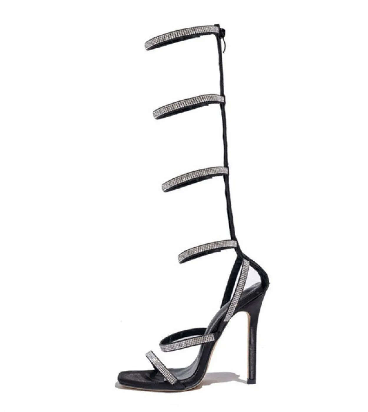 Sandali da donna con strass di lusso Bling Bling Sandali con tacco alto a fascia stretta Sandali da gladiatore femminili estivi