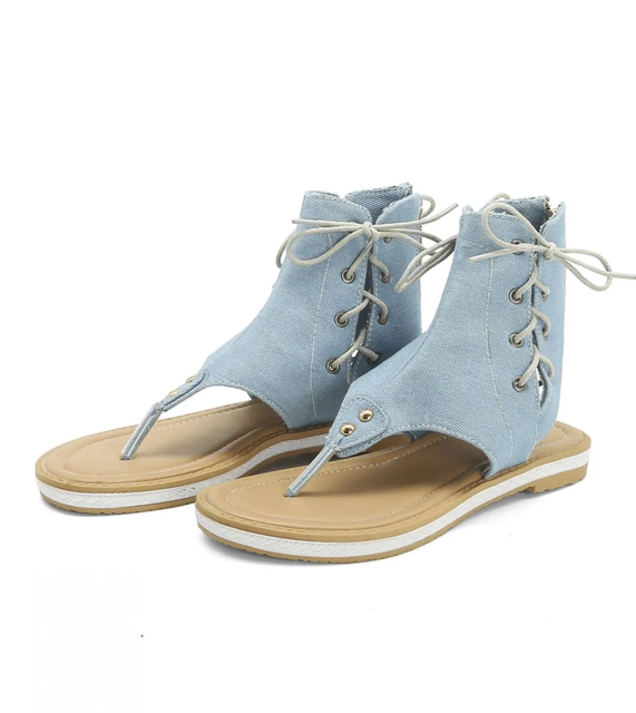 Sandali da donna romani 2022 Sandali con tacco piatto Gladiatore Scarpe estive in tela per donna Stringate Zapatos Mujer Taglia