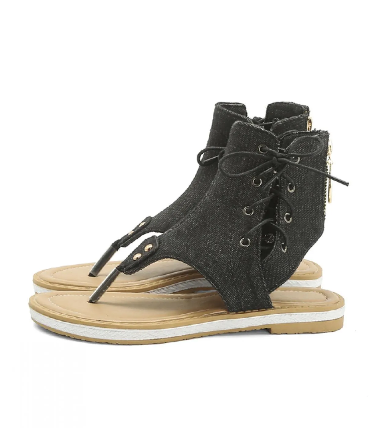 Sandali da donna romani 2022 Sandali con tacco piatto Gladiatore Scarpe estive in tela per donna Stringate Zapatos Mujer Taglia