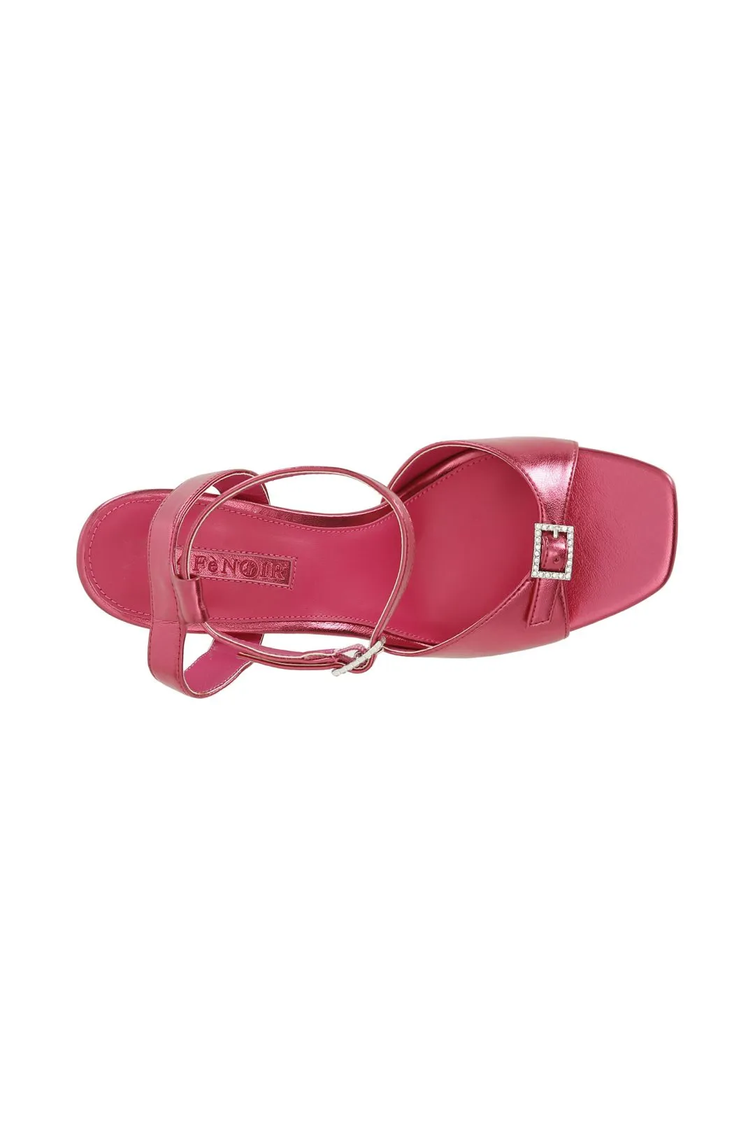 sandali effetto metallizzato con fibbie laccio alla caviglia fuxia