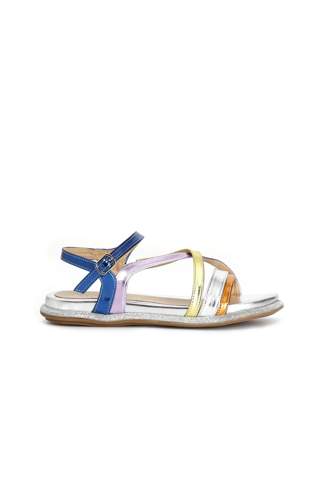 sandali fasce gilda in laminato sintetico multicolor