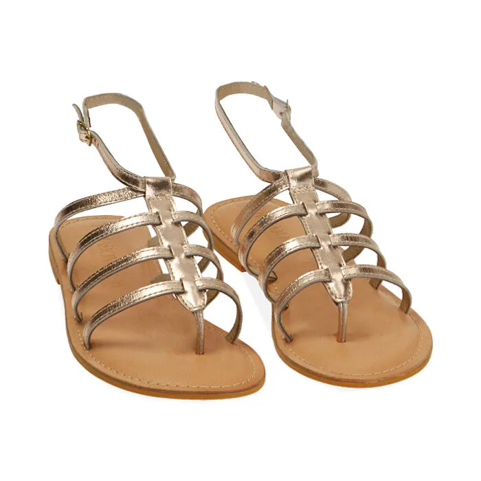 Sandali flat in pelle oro