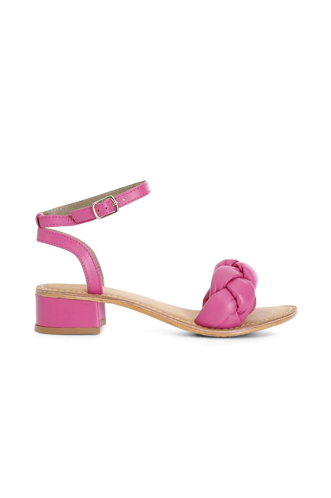 sandali in pelle intrecciata fuxia