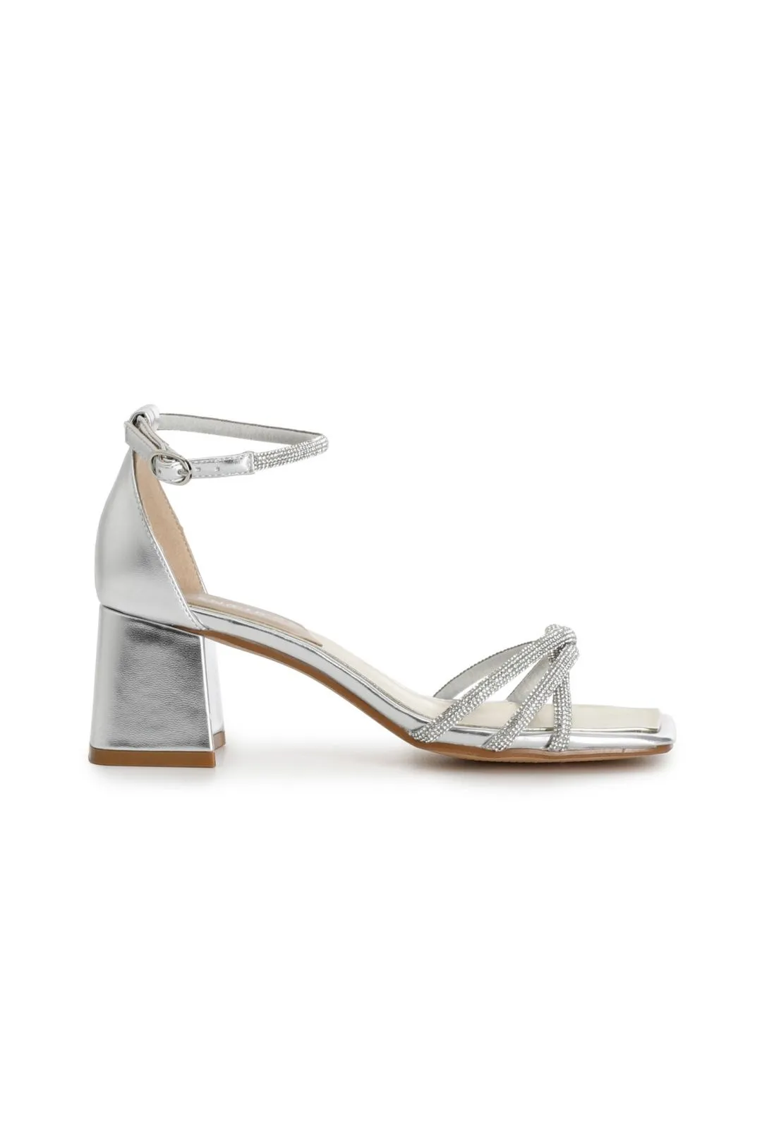SANDALI INTRECCIO STRASS ARGENTO