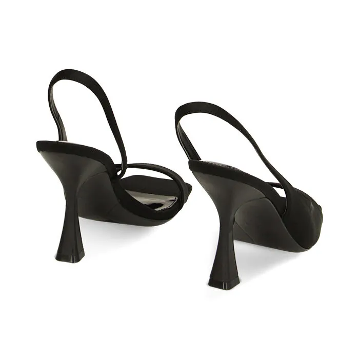 Sandali neri in lycra, tacco 9,7 cm
