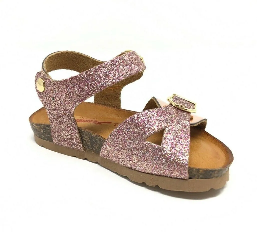 SANDALI PELLE GLITTER ROSA