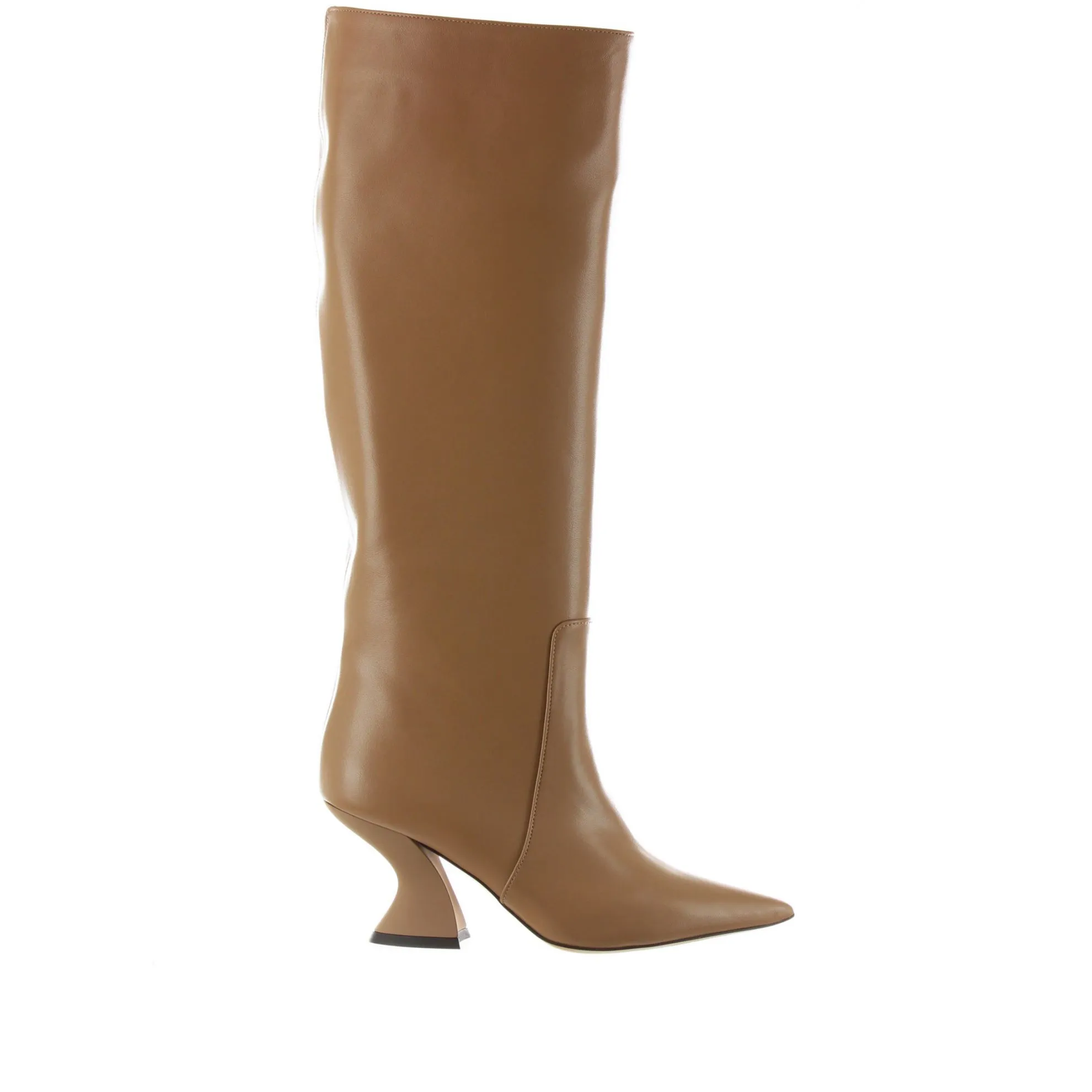 Stivale in pelle con tacco scultura