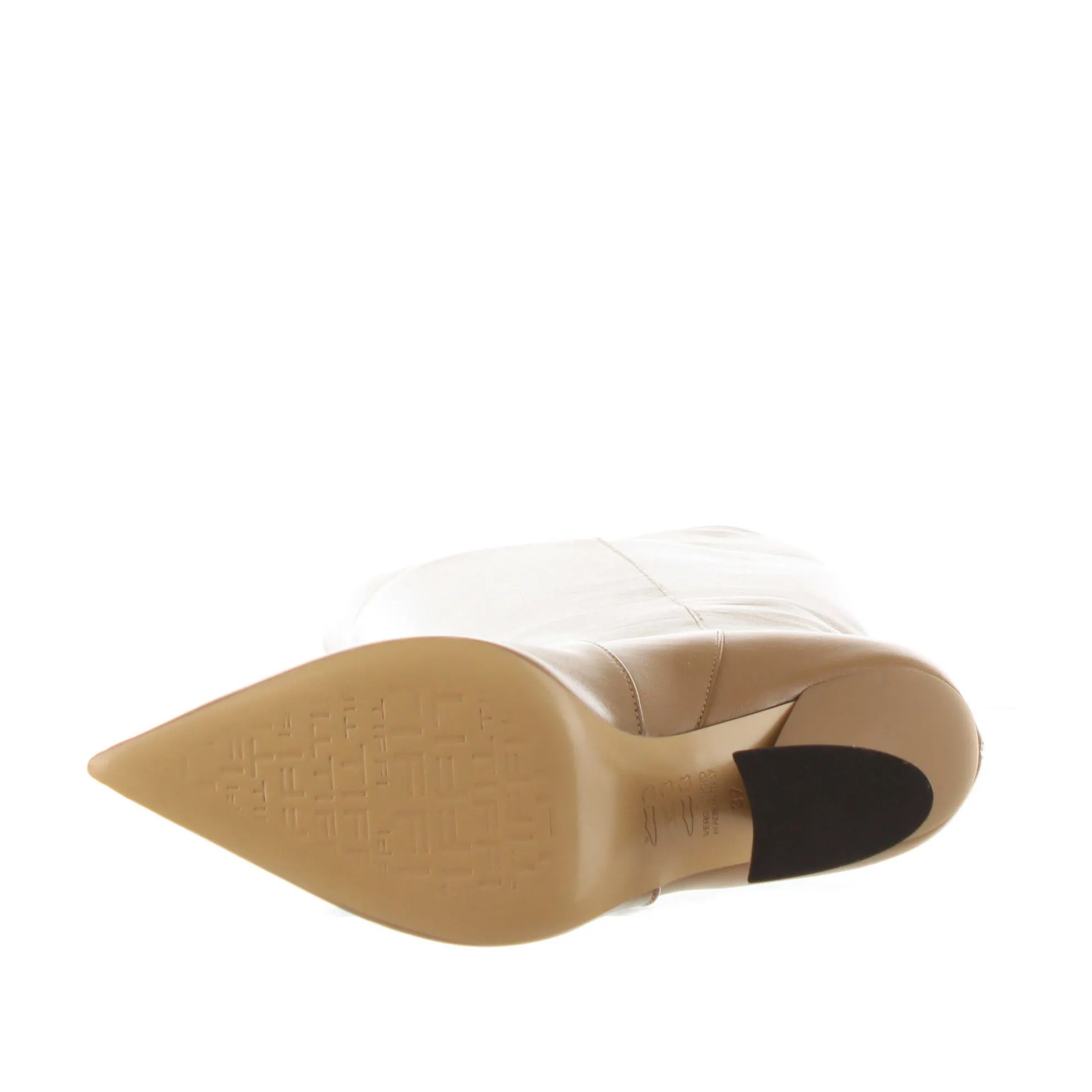Stivale in pelle con tacco scultura