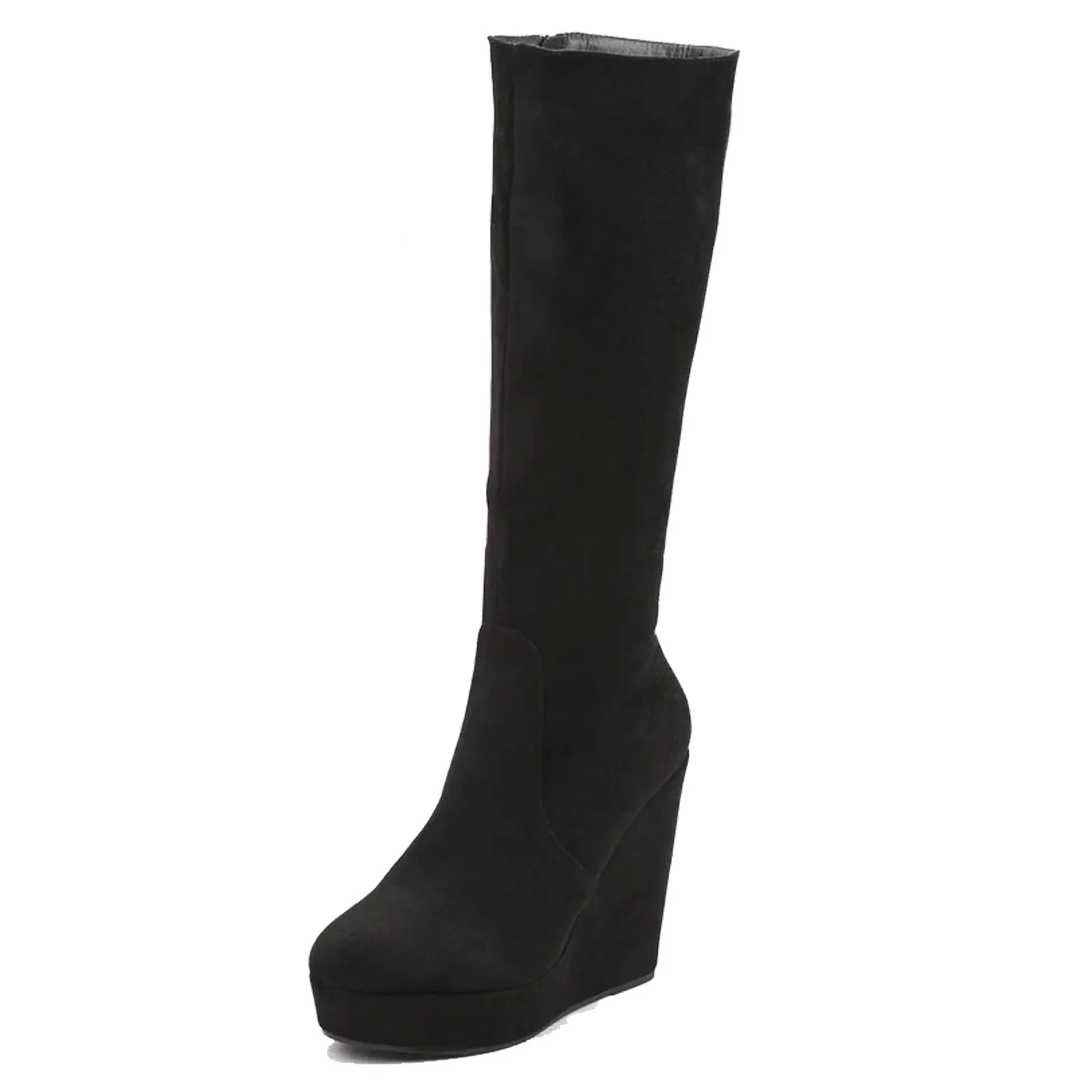 Stivali Al Ginocchio Donna Scamosciati Zeppa Zx0898-02