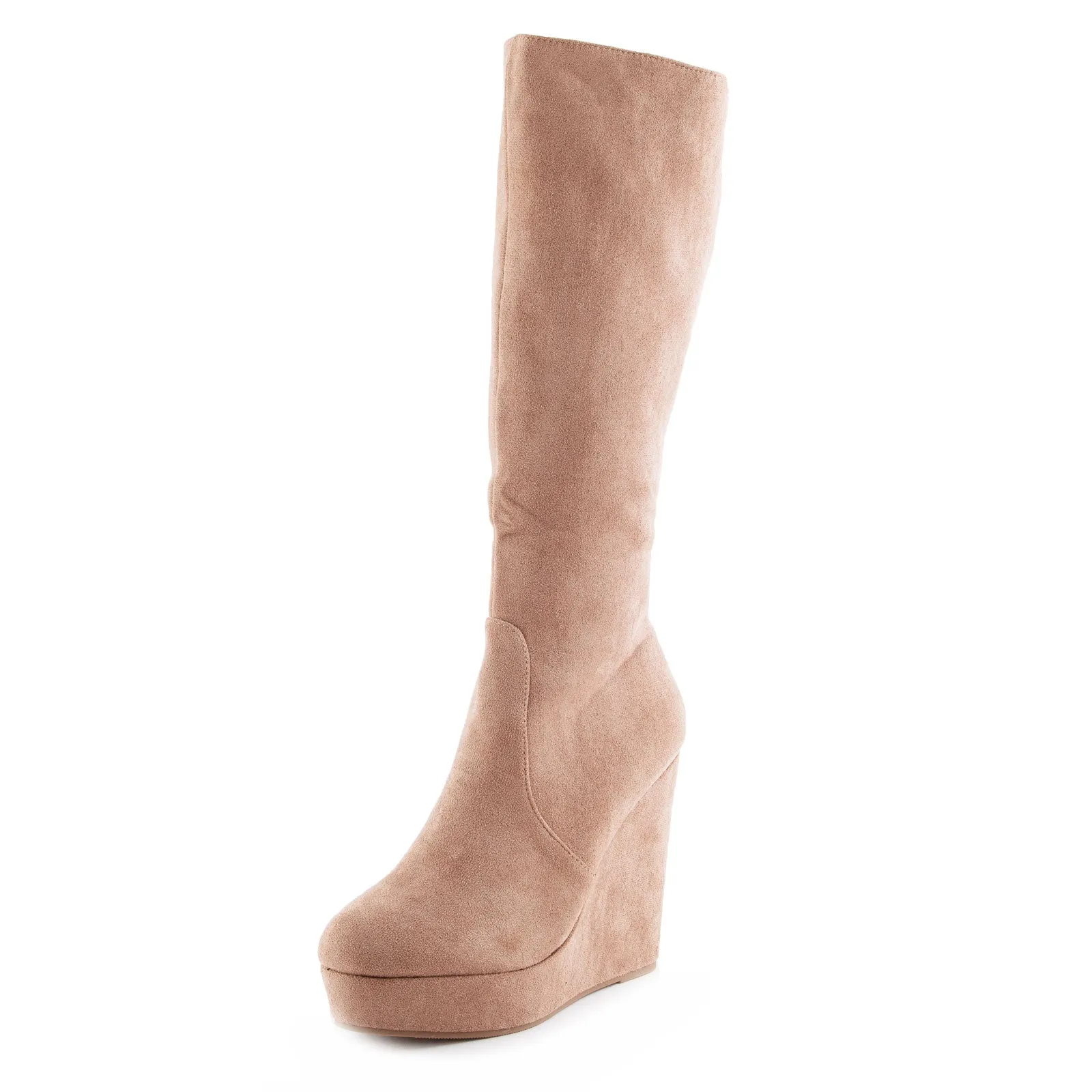 Stivali Al Ginocchio Donna Scamosciati Zeppa Zx0898-02