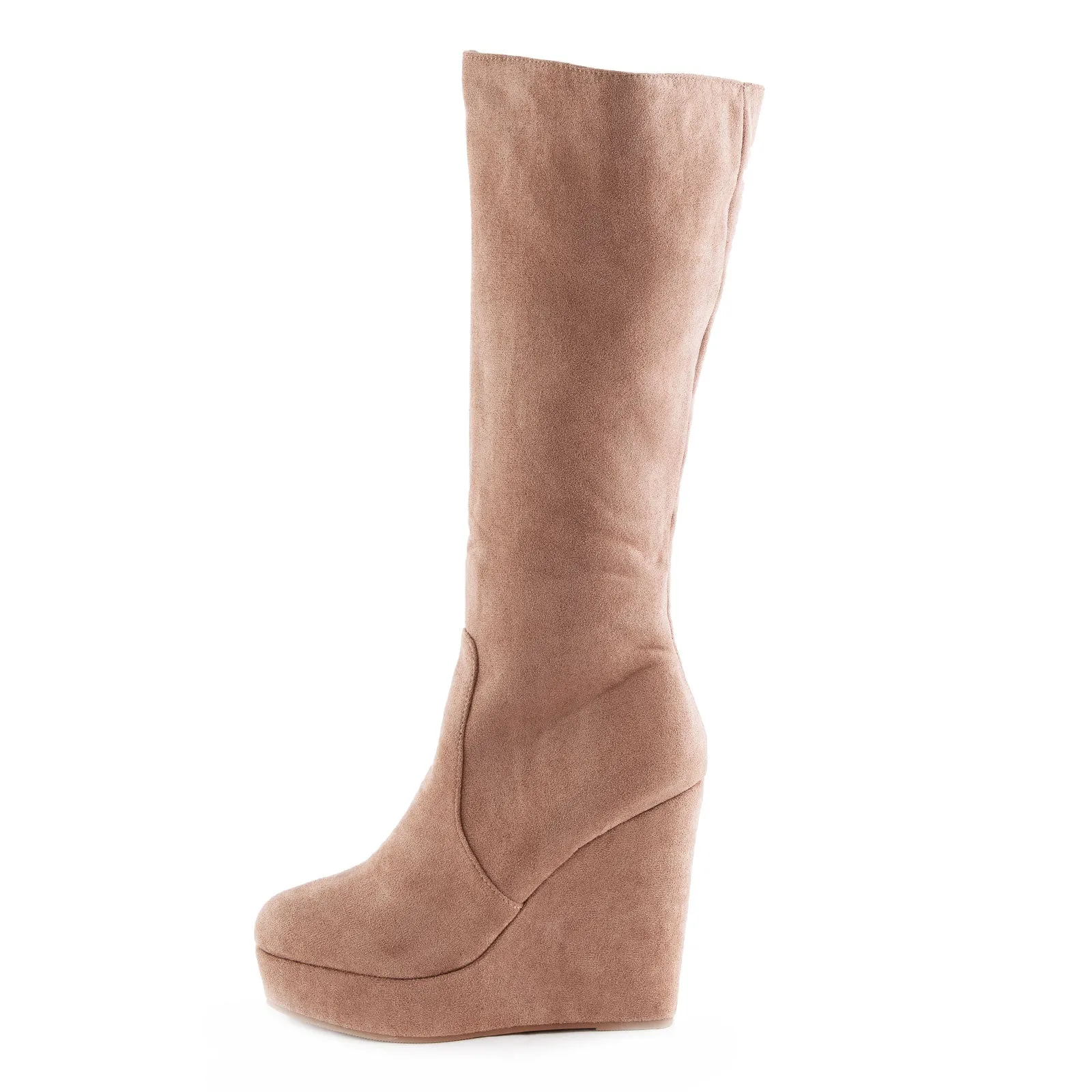 Stivali Al Ginocchio Donna Scamosciati Zeppa Zx0898-02