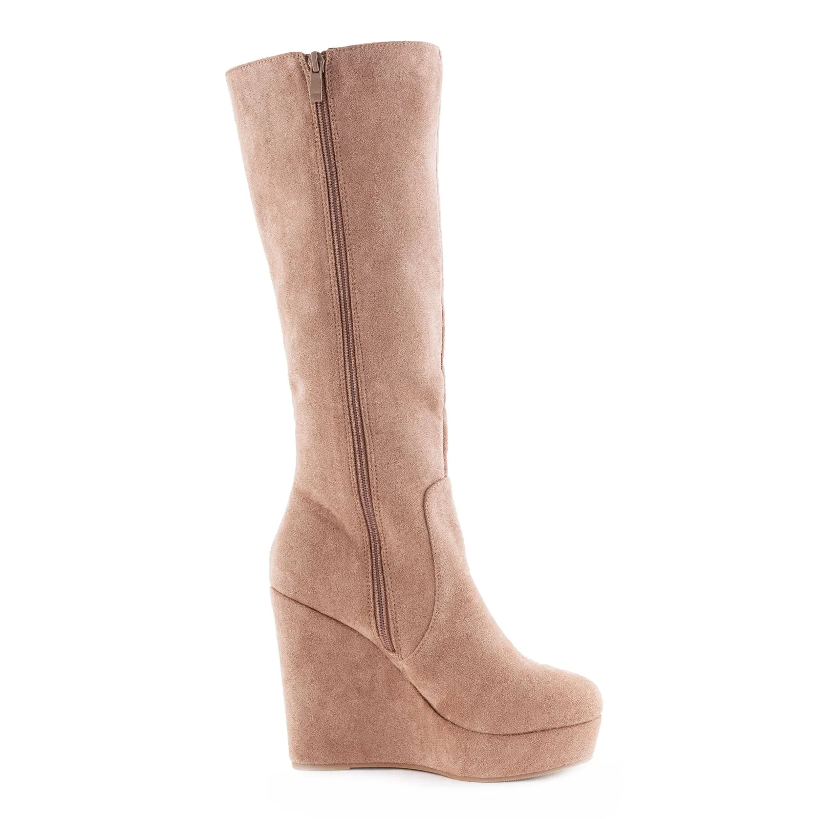 Stivali Al Ginocchio Donna Scamosciati Zeppa Zx0898-02