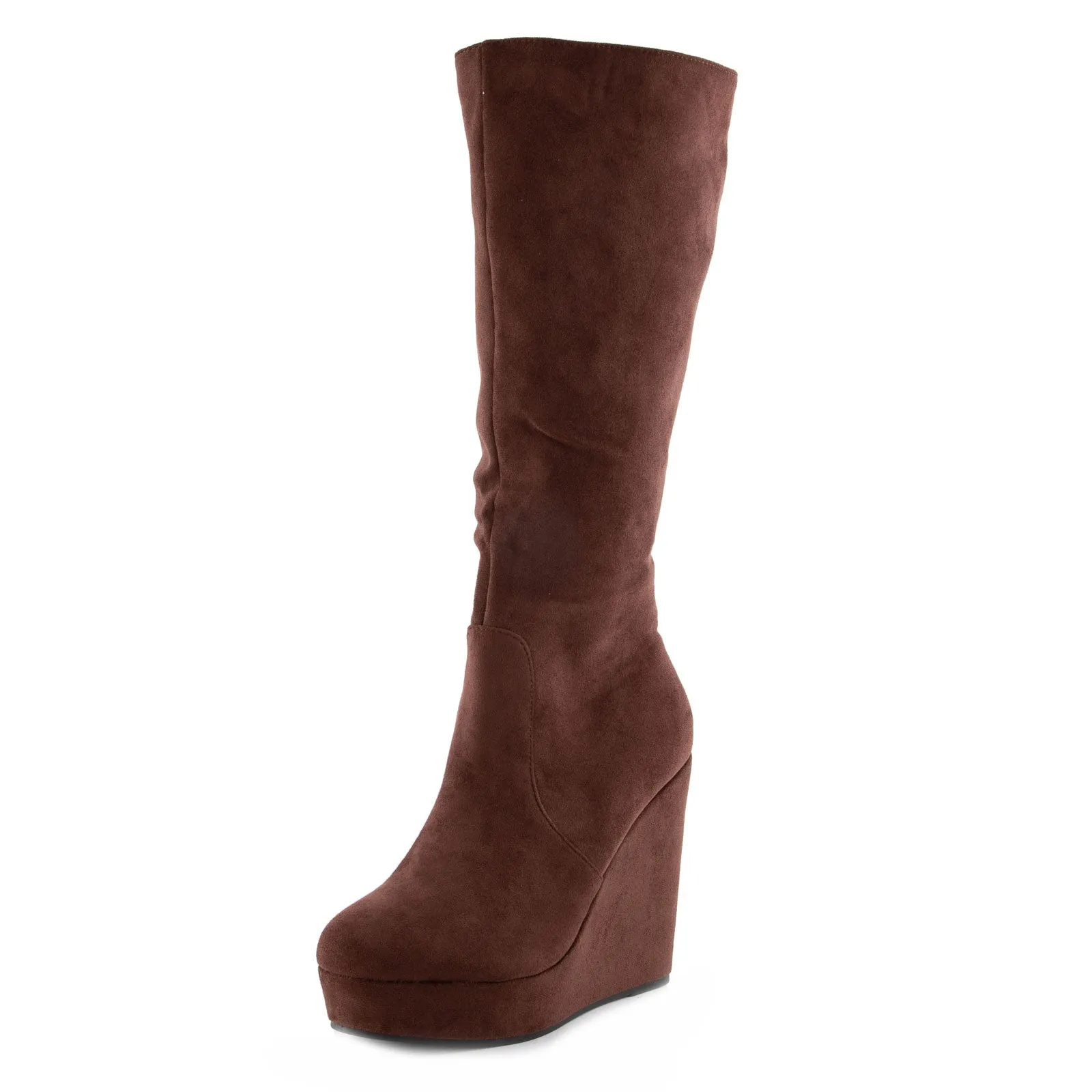 Stivali Al Ginocchio Donna Scamosciati Zeppa Zx0898-02