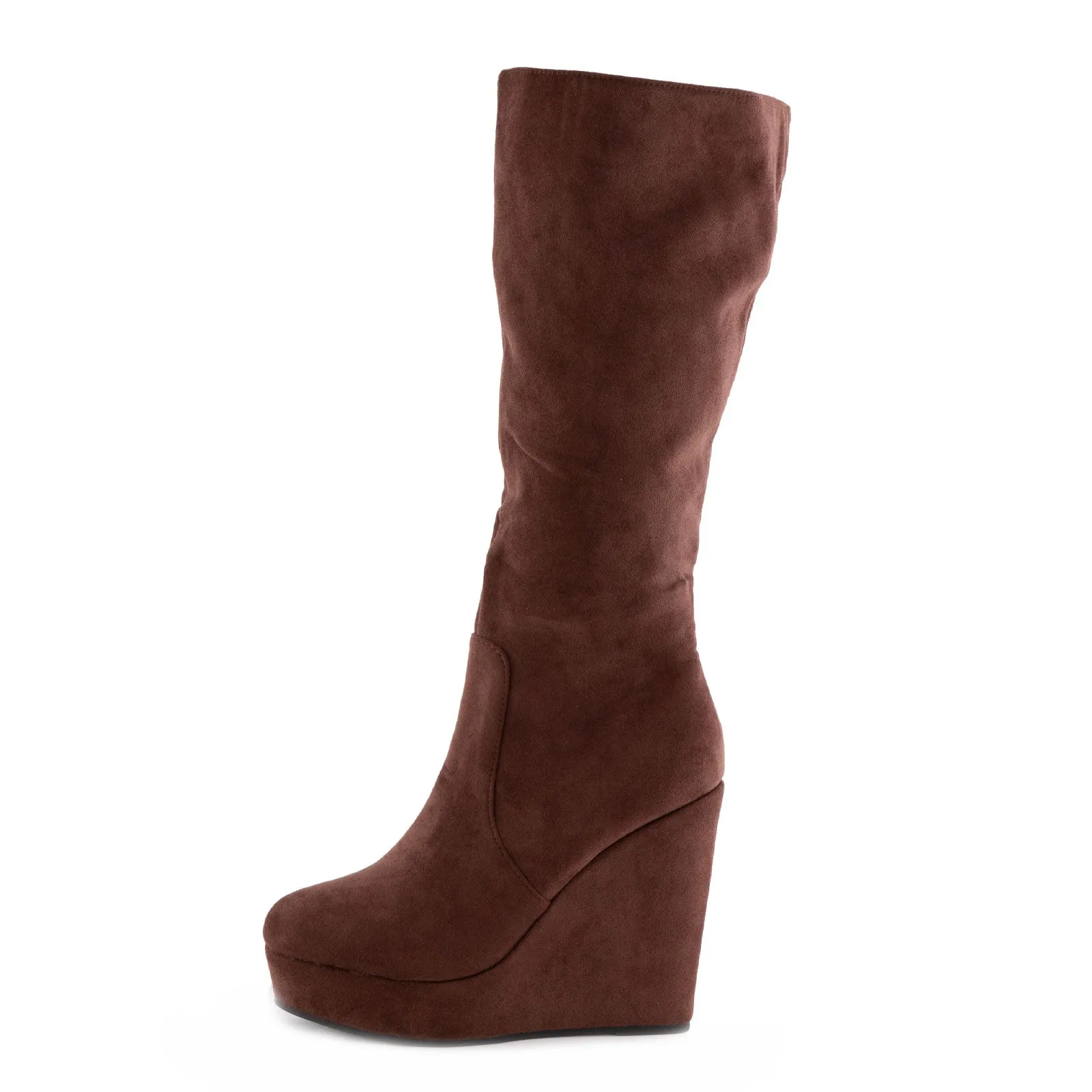 Stivali Al Ginocchio Donna Scamosciati Zeppa Zx0898-02