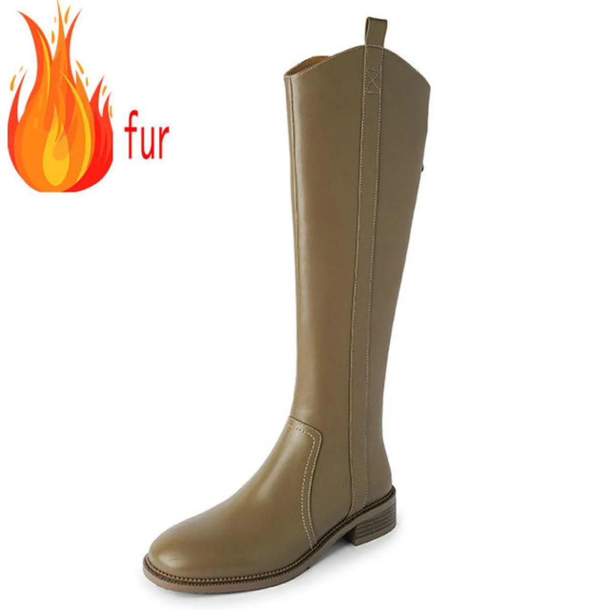 Stivali alti al ginocchio da donna Tacchi bassi Moda in vera pelle Scarpe casual da festa concise Donna Autunno Inverno 2024 Nuo