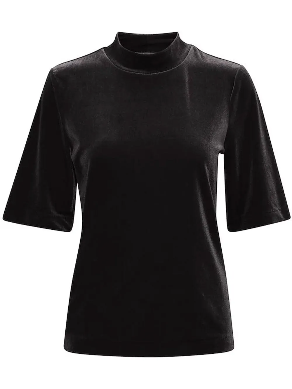 T-shirt donna in velluto nero maniche corte