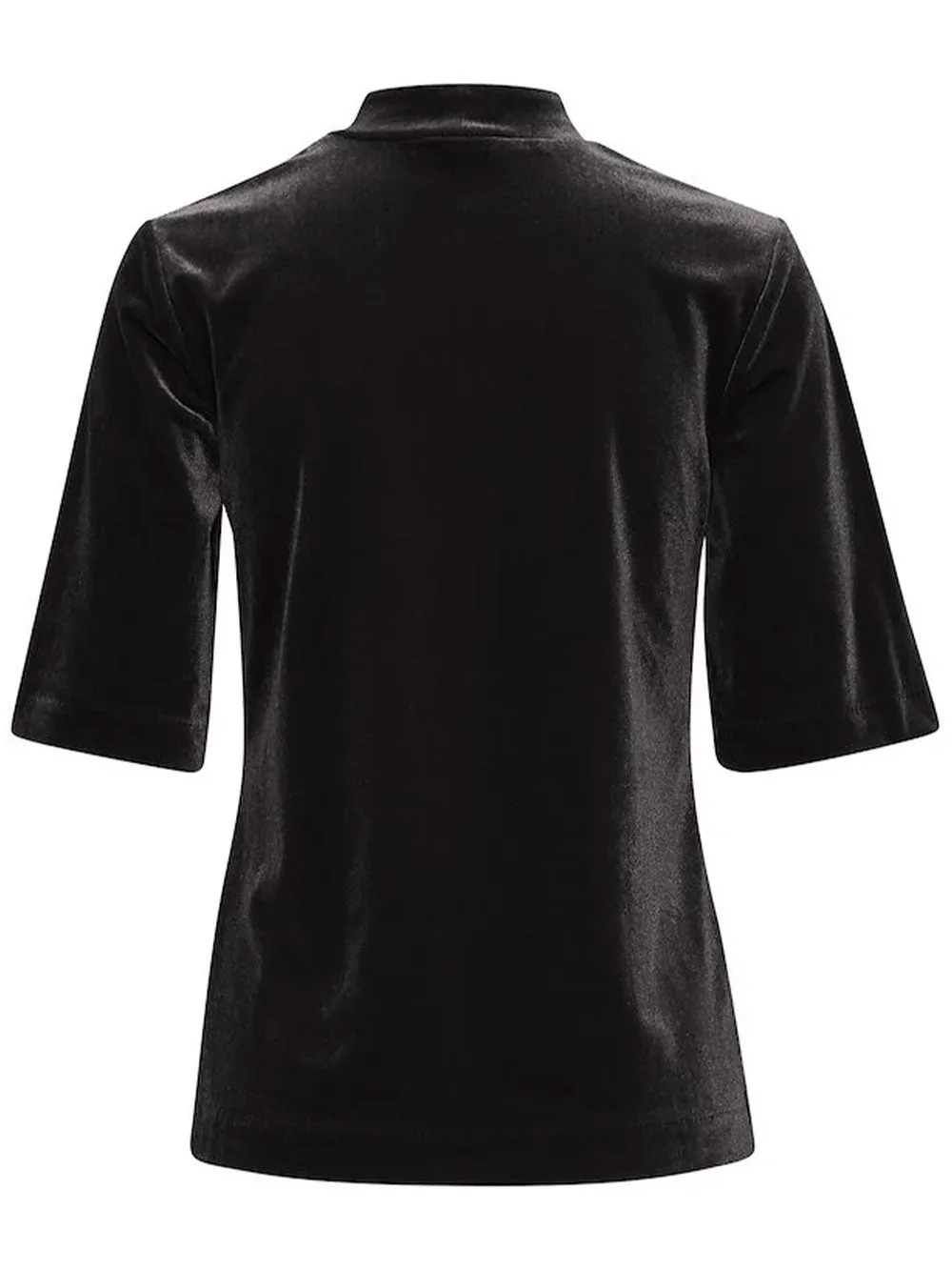 T-shirt donna in velluto nero maniche corte