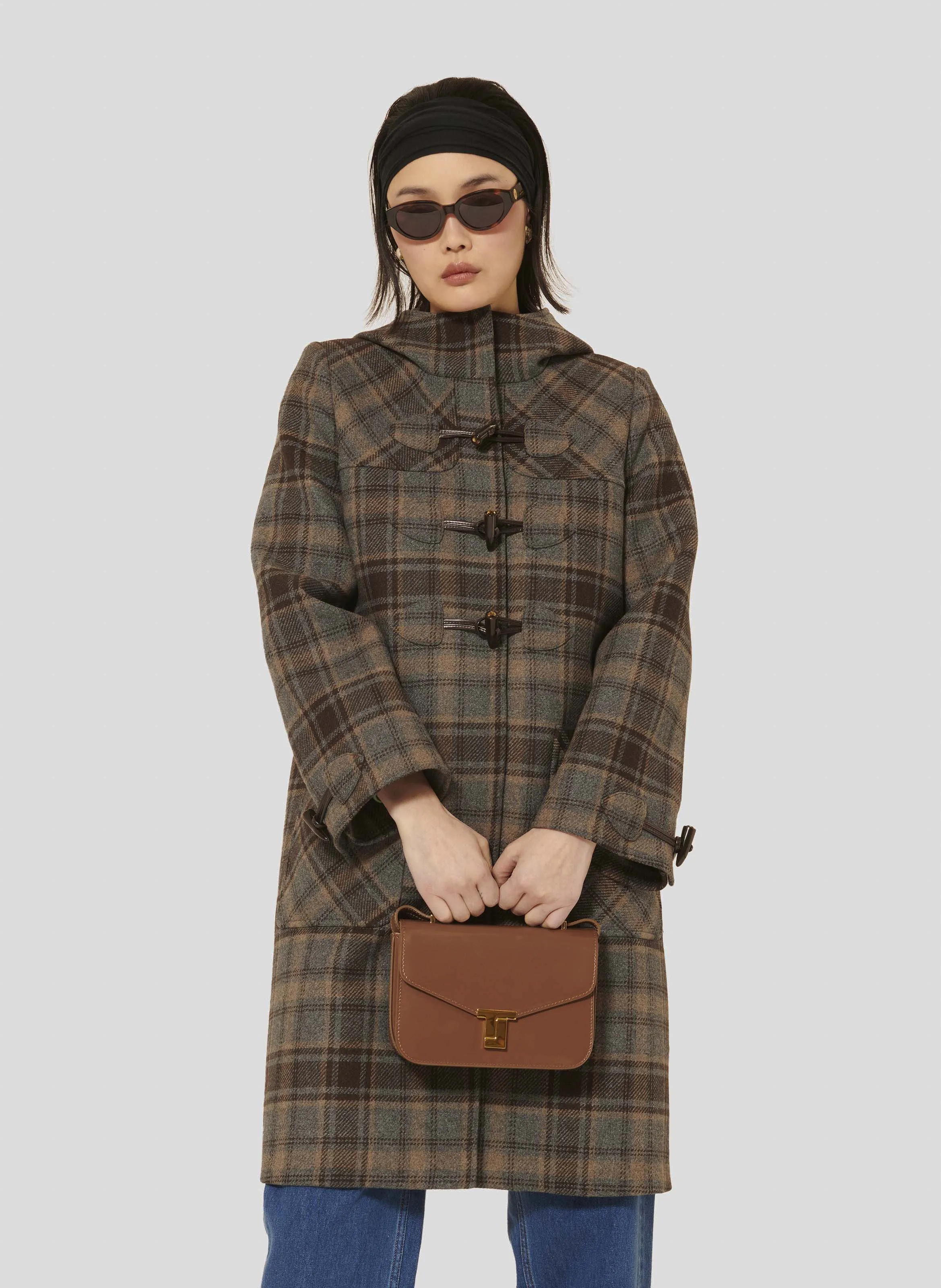  TARA JARMON   MANOELA - Cappotto lungo diritto a motivo tartan | Marrone