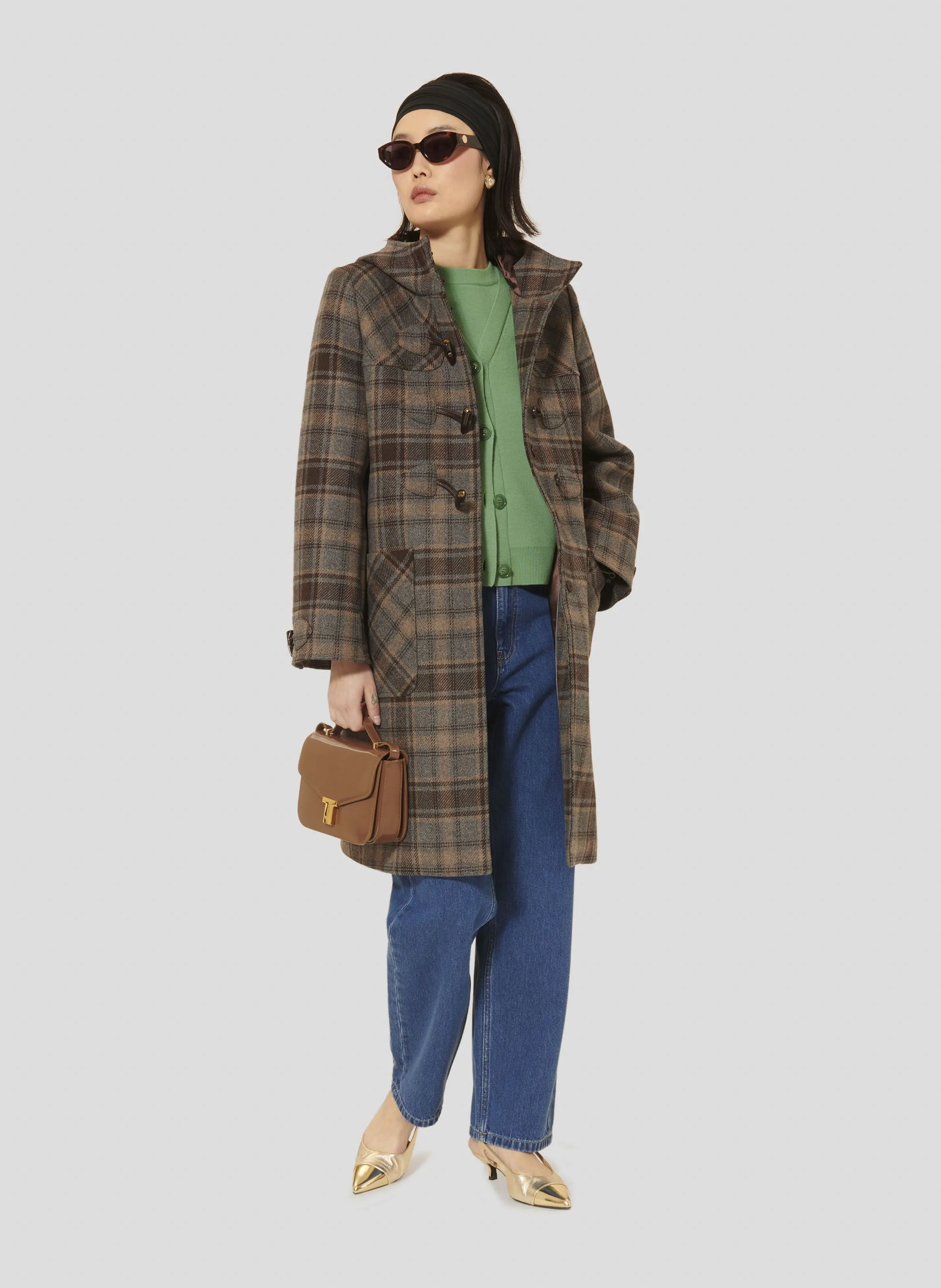  TARA JARMON   MANOELA - Cappotto lungo diritto a motivo tartan | Marrone