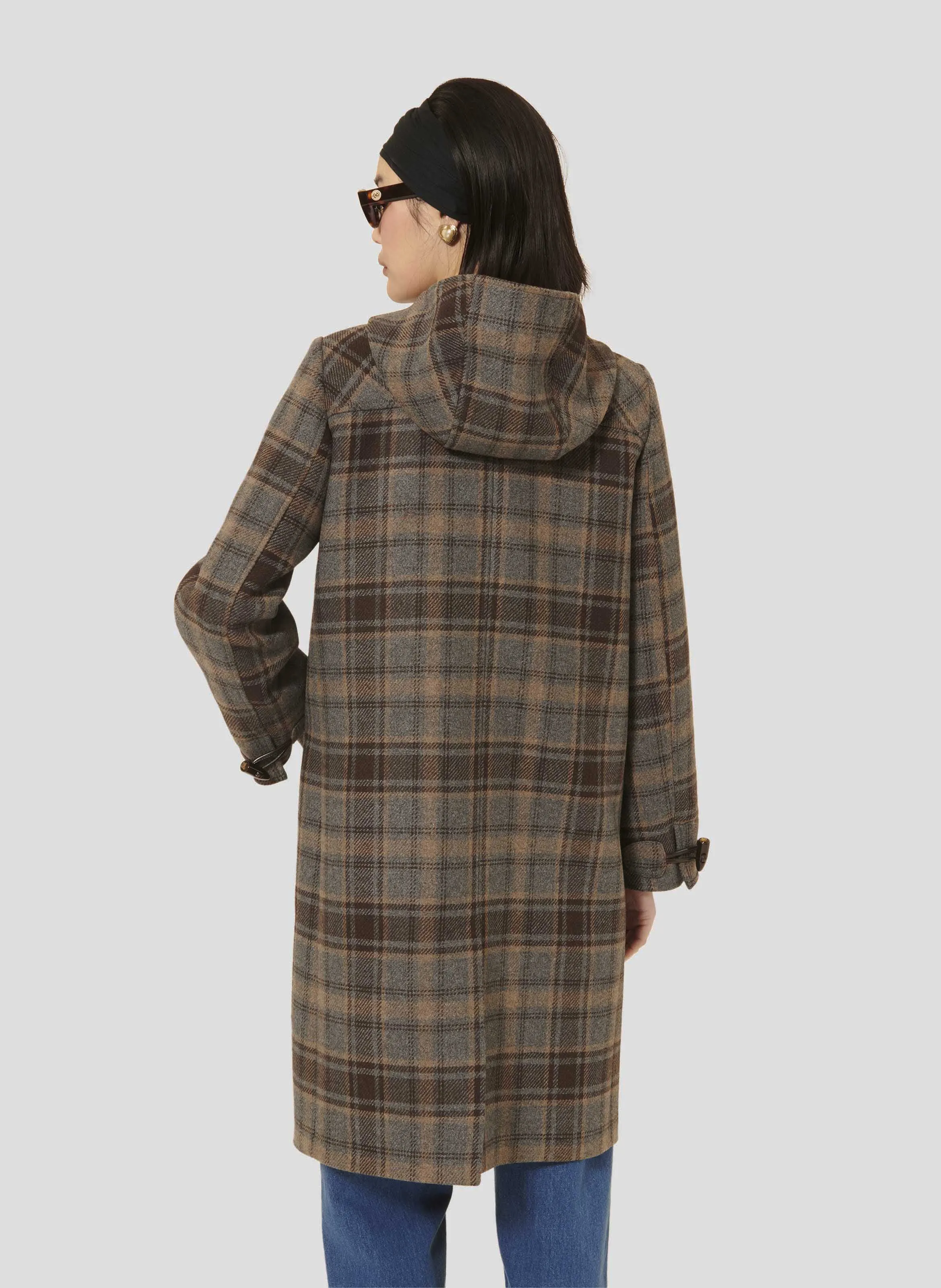  TARA JARMON   MANOELA - Cappotto lungo diritto a motivo tartan | Marrone