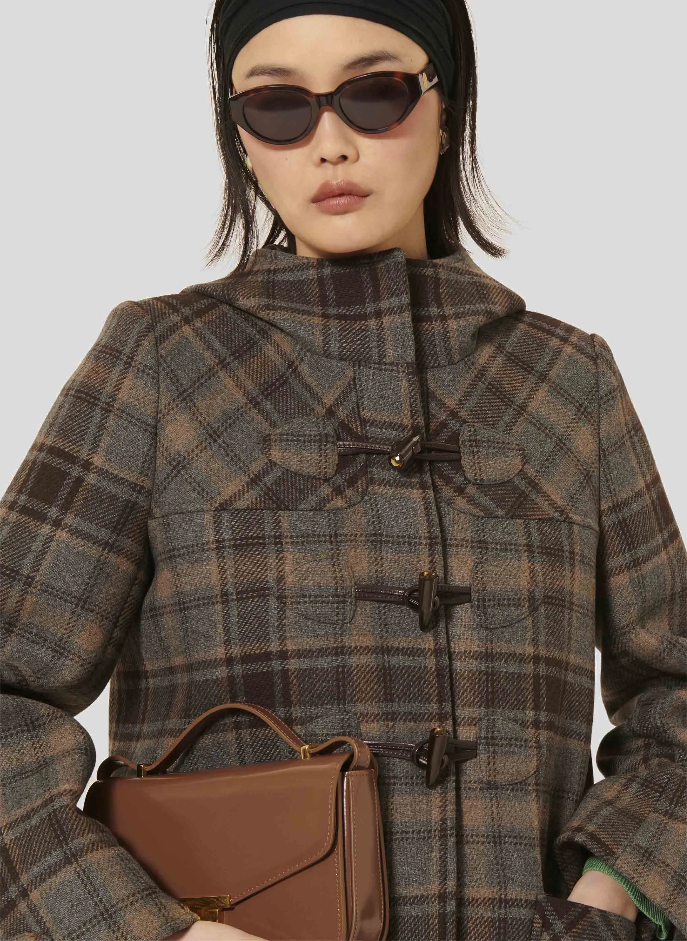  TARA JARMON   MANOELA - Cappotto lungo diritto a motivo tartan | Marrone