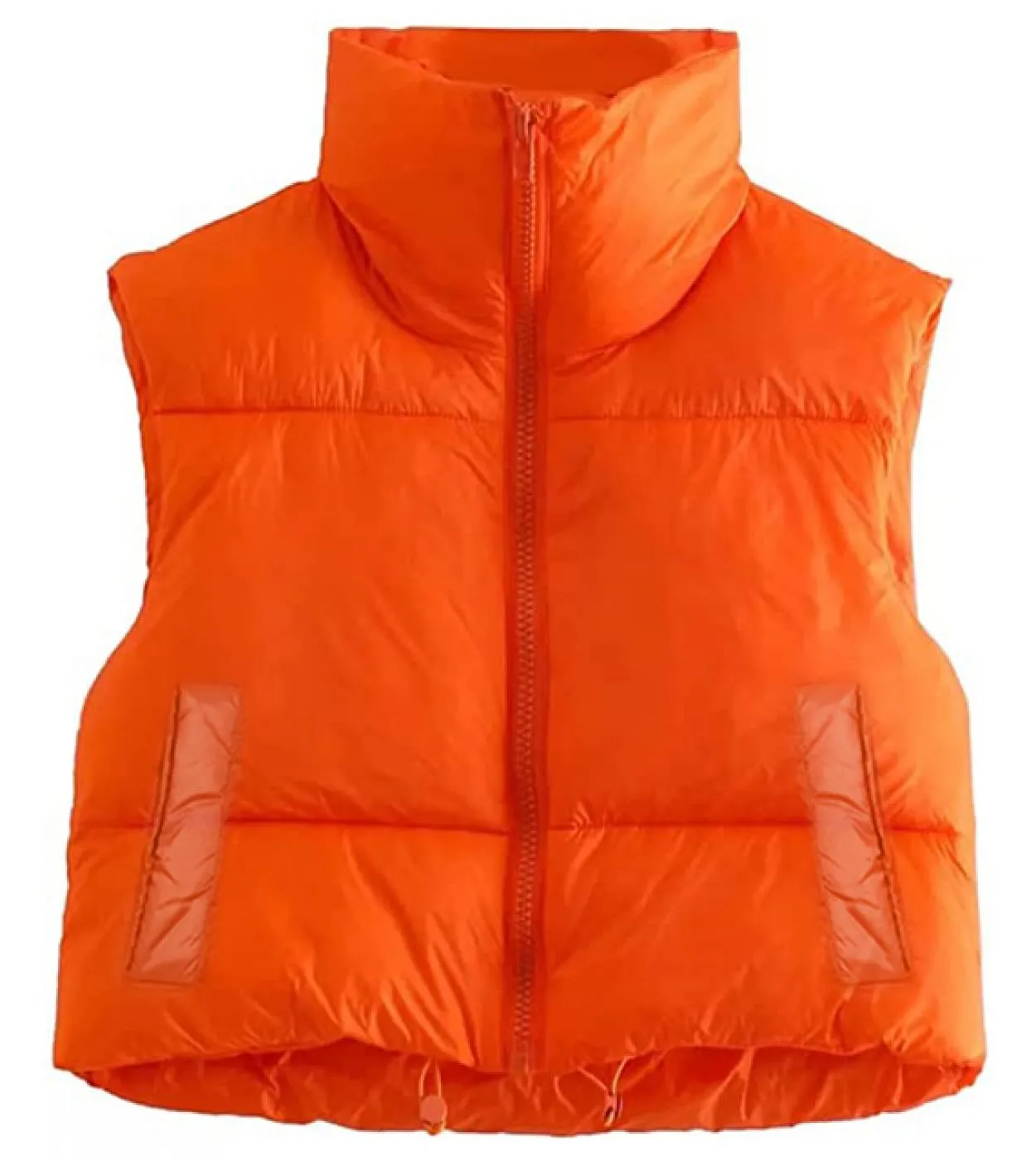 Tetyseysh Gilet corto da donna con collo alto Gilet imbottito leggero caldo Chic Lady senza maniche Tinta unita Giacche calde Ou