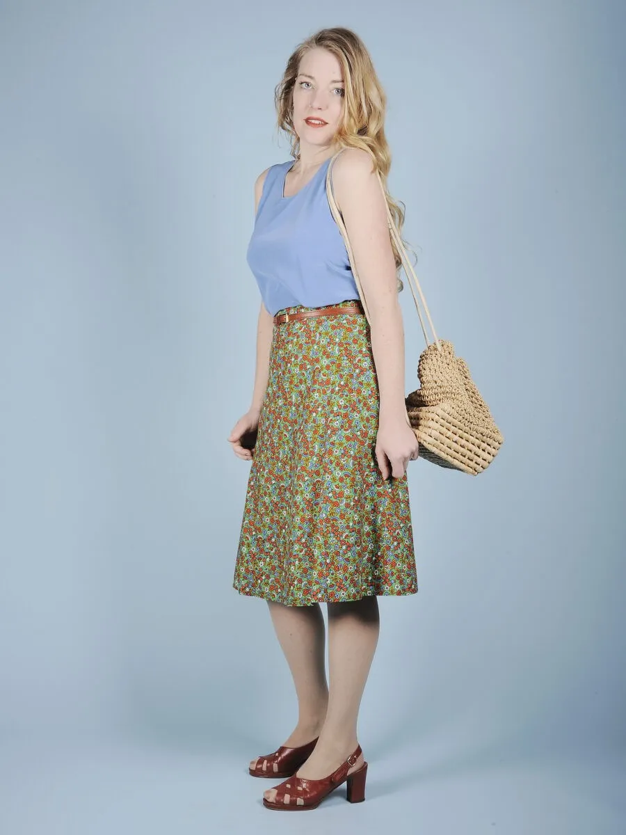 Top basic in pura seta azzurro cielo