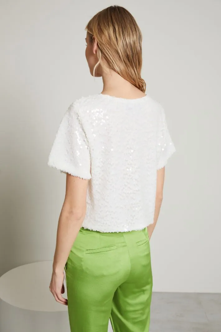 Top corto con paillettes