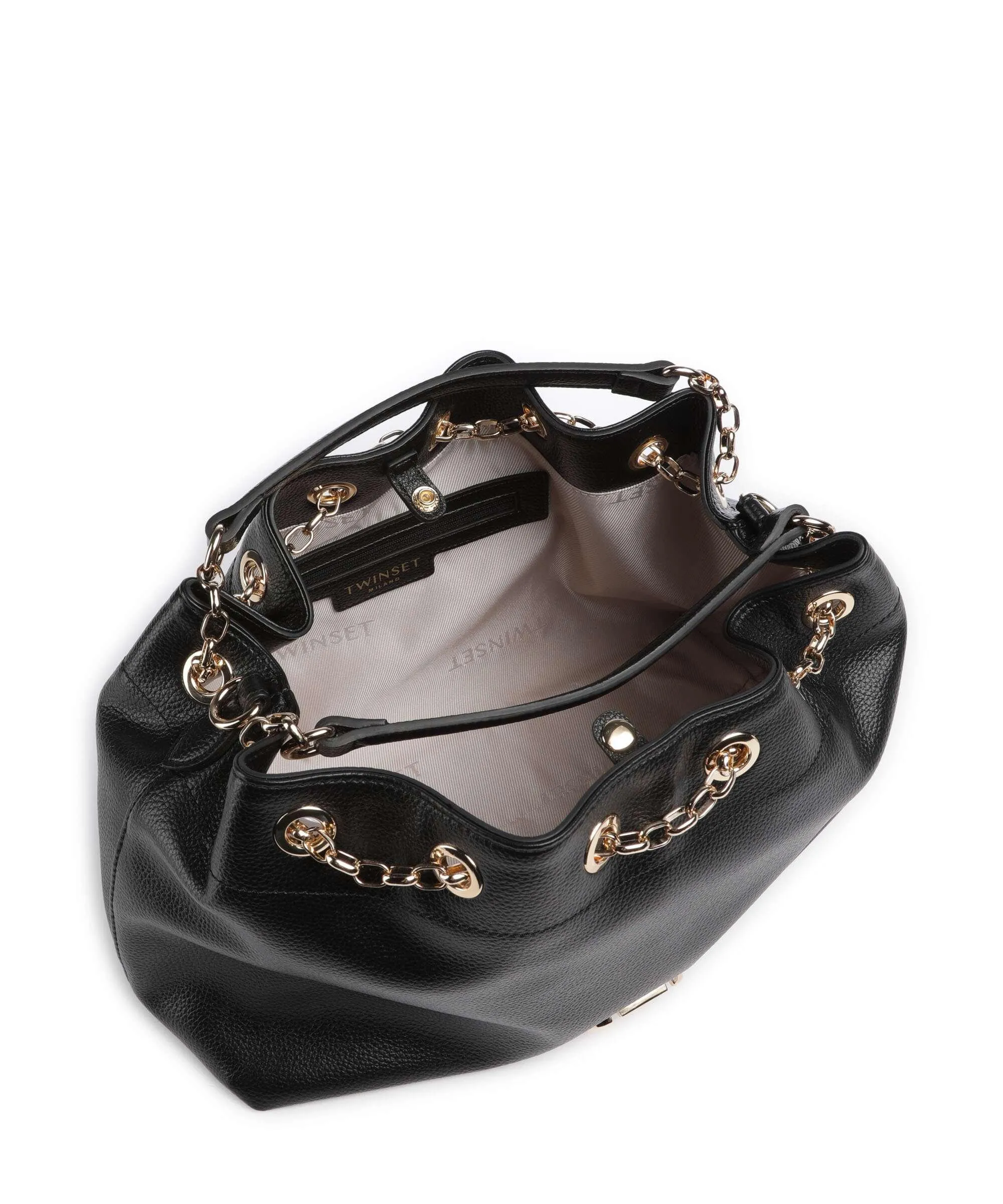  Twinset Borsa a secchiello pelle sintetica nero  