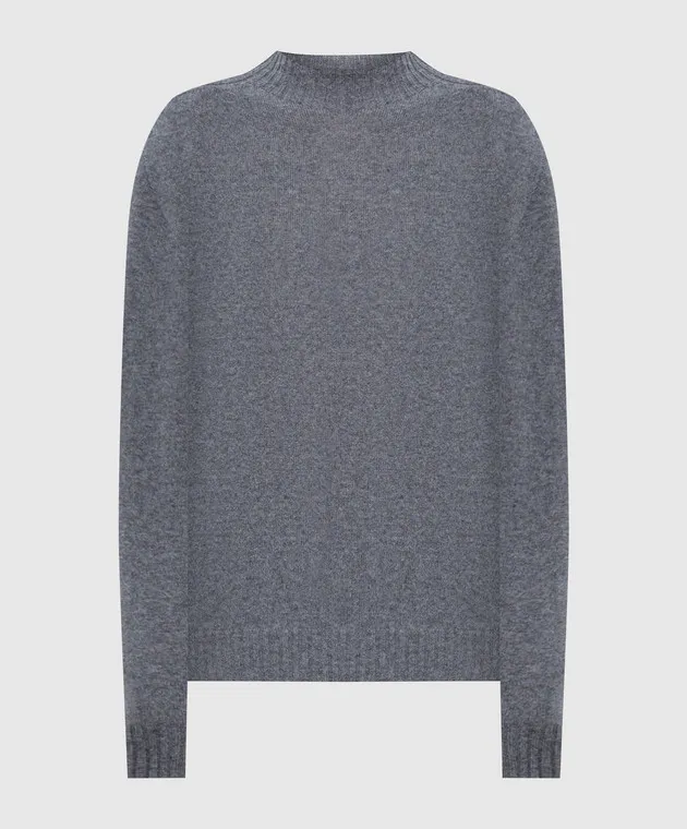 Twinset Maglione in cashmere grigio con logo Oval T 242TT3343