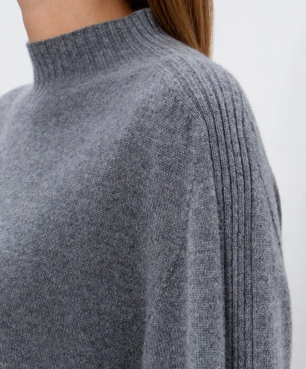 Twinset Maglione in cashmere grigio con logo Oval T 242TT3343