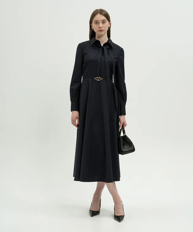 Valentino Abito in lana blu con logo VLogo Signature 5B3VA9D12QB