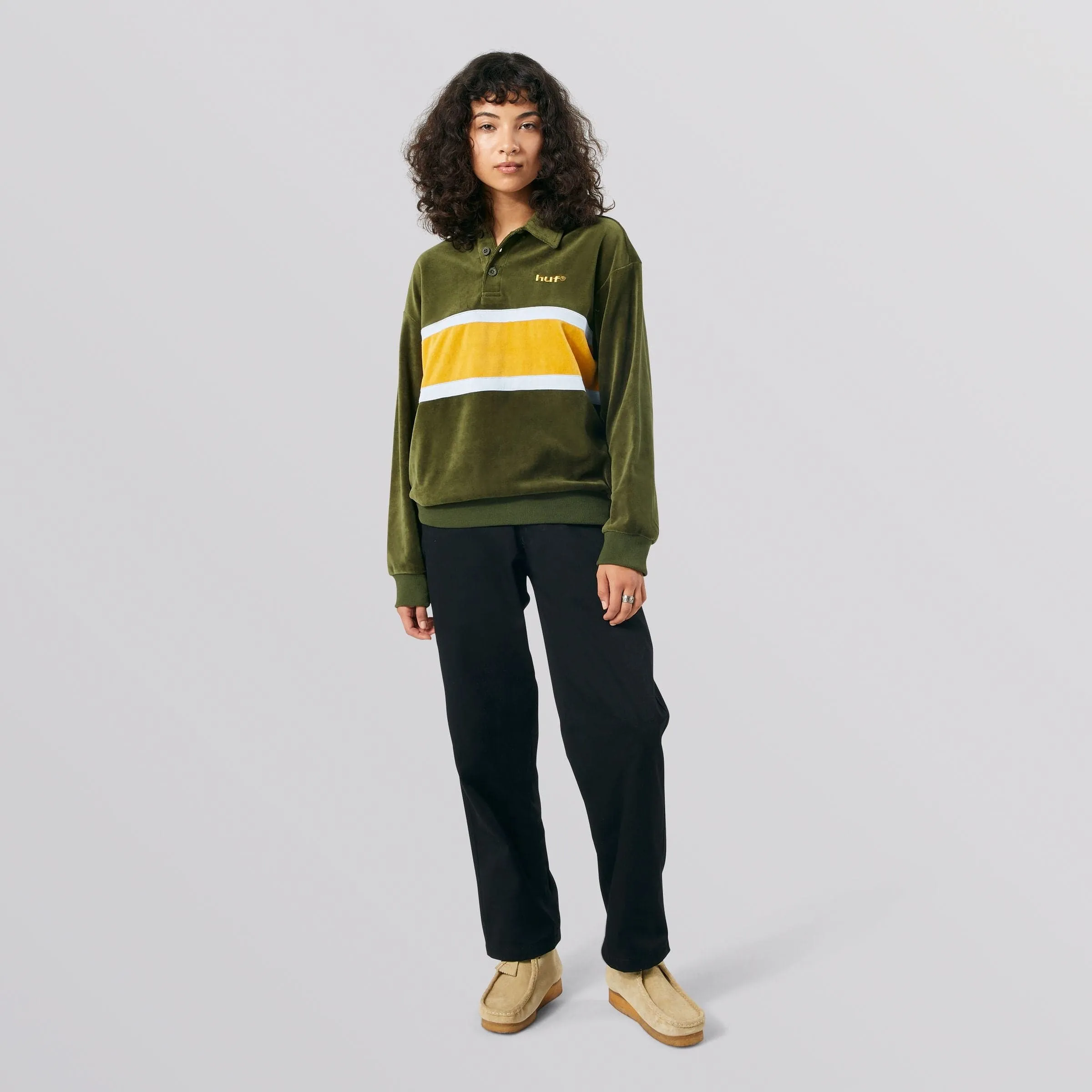 VELOUR L/S KNIT TOP - OLIVE
