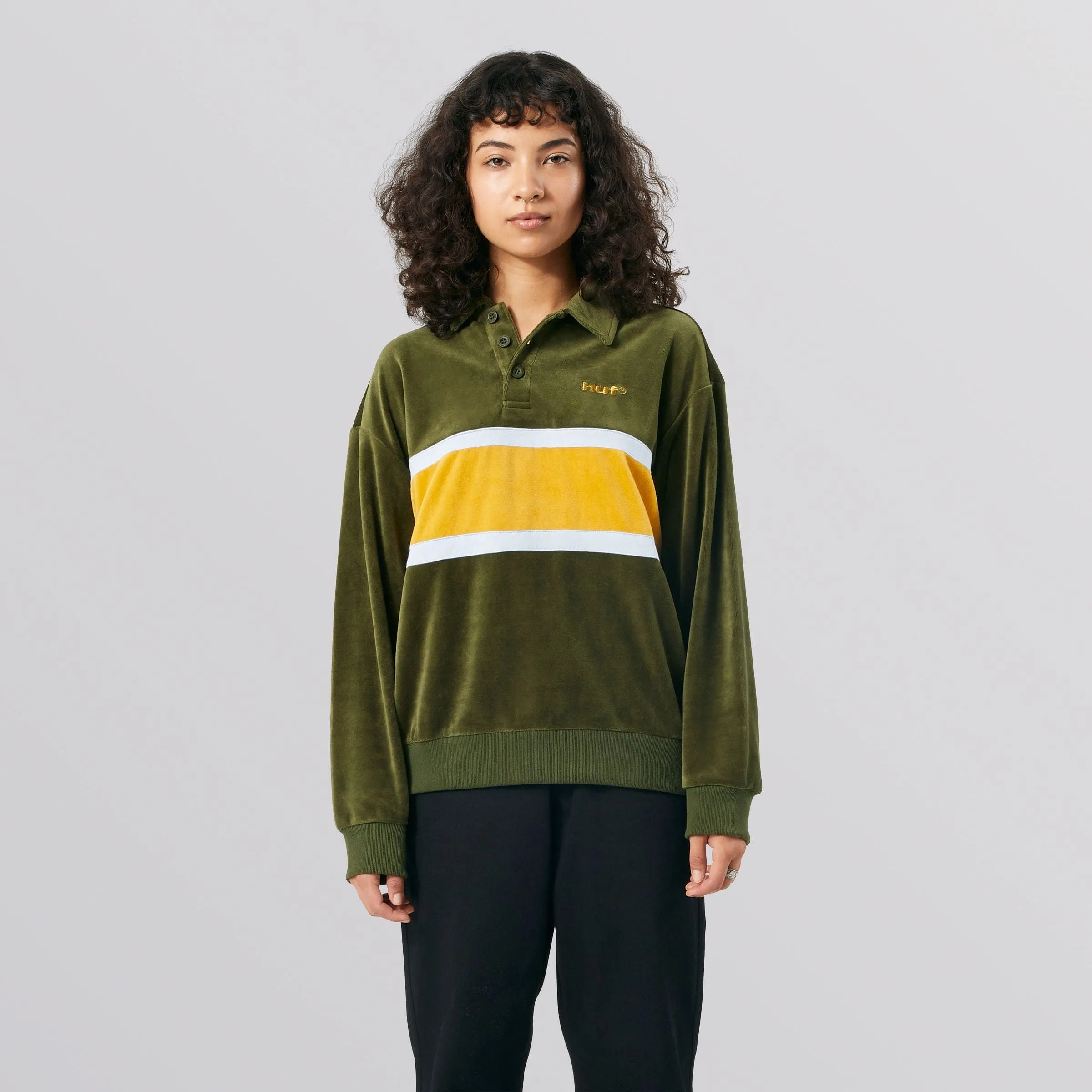 VELOUR L/S KNIT TOP - OLIVE