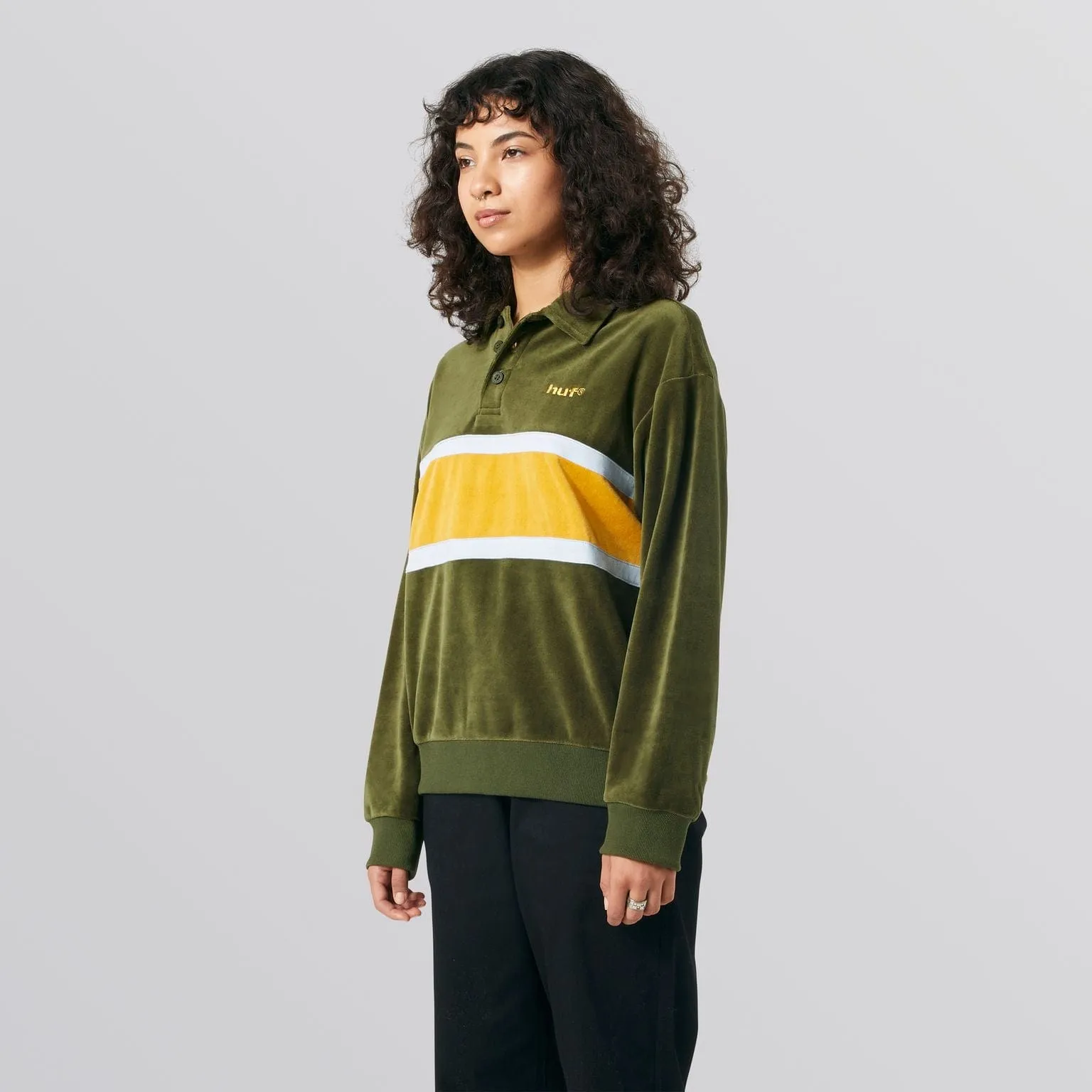 VELOUR L/S KNIT TOP - OLIVE