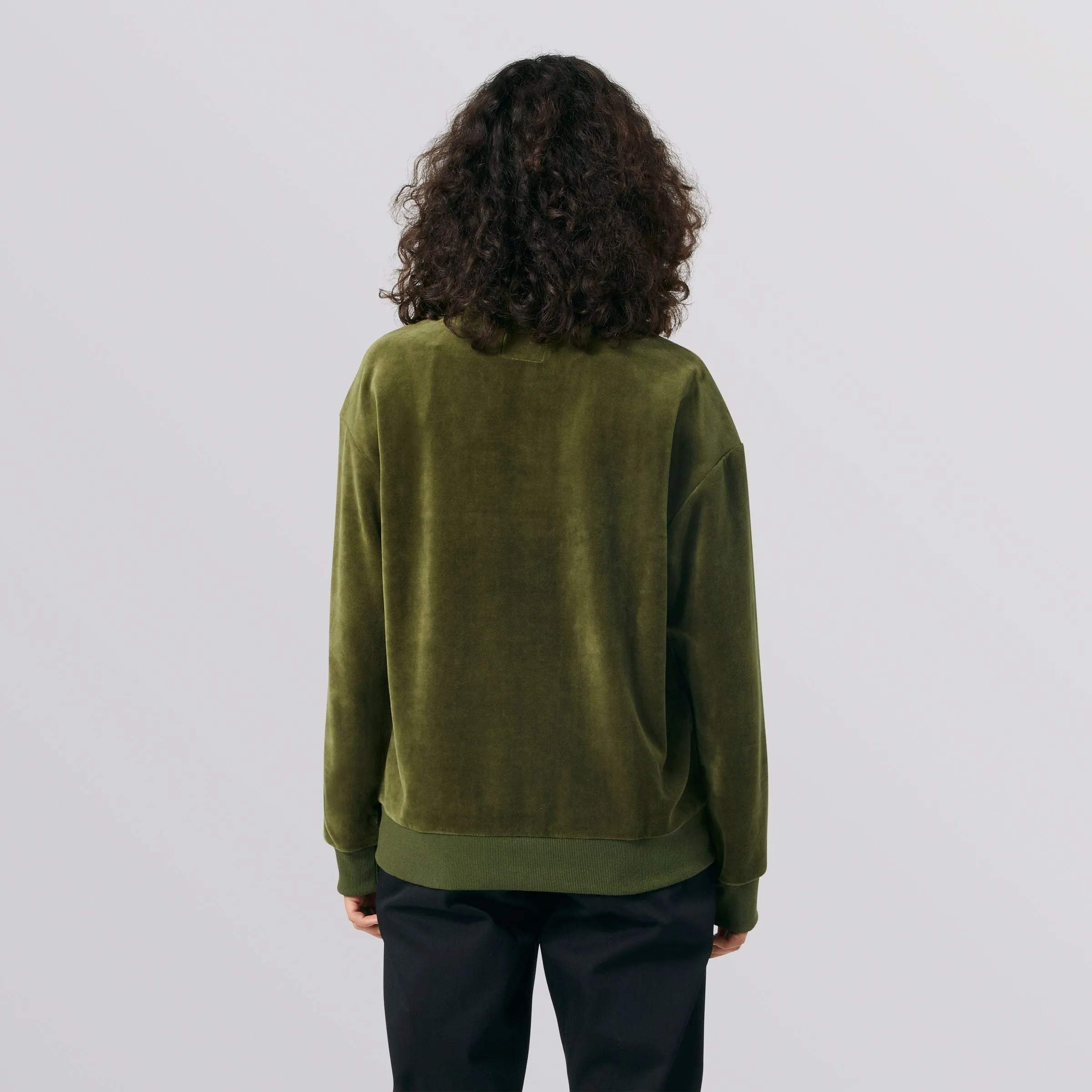 VELOUR L/S KNIT TOP - OLIVE