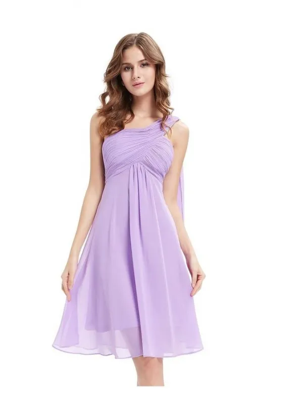Vestito da cerimonia corto damigelle matrimonio lilla