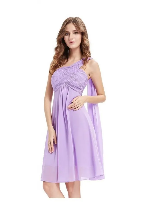 Vestito da cerimonia corto damigelle matrimonio lilla
