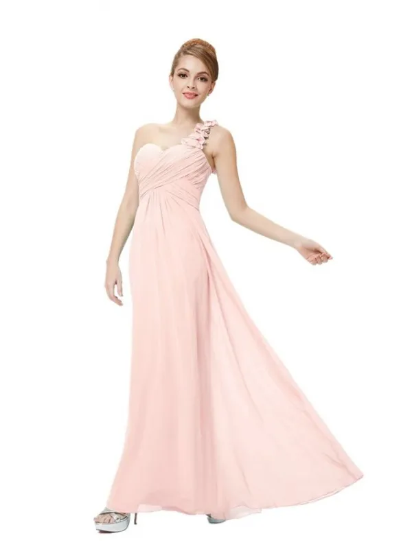 Vestito da damigella rosa chiaro monospalla