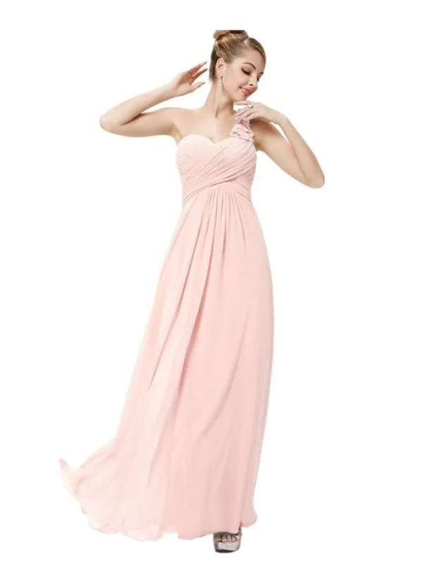 Vestito da damigella rosa chiaro monospalla
